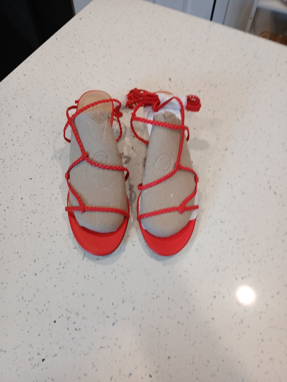 Reformation Women’s Red Strappy Lace-Up Sandals